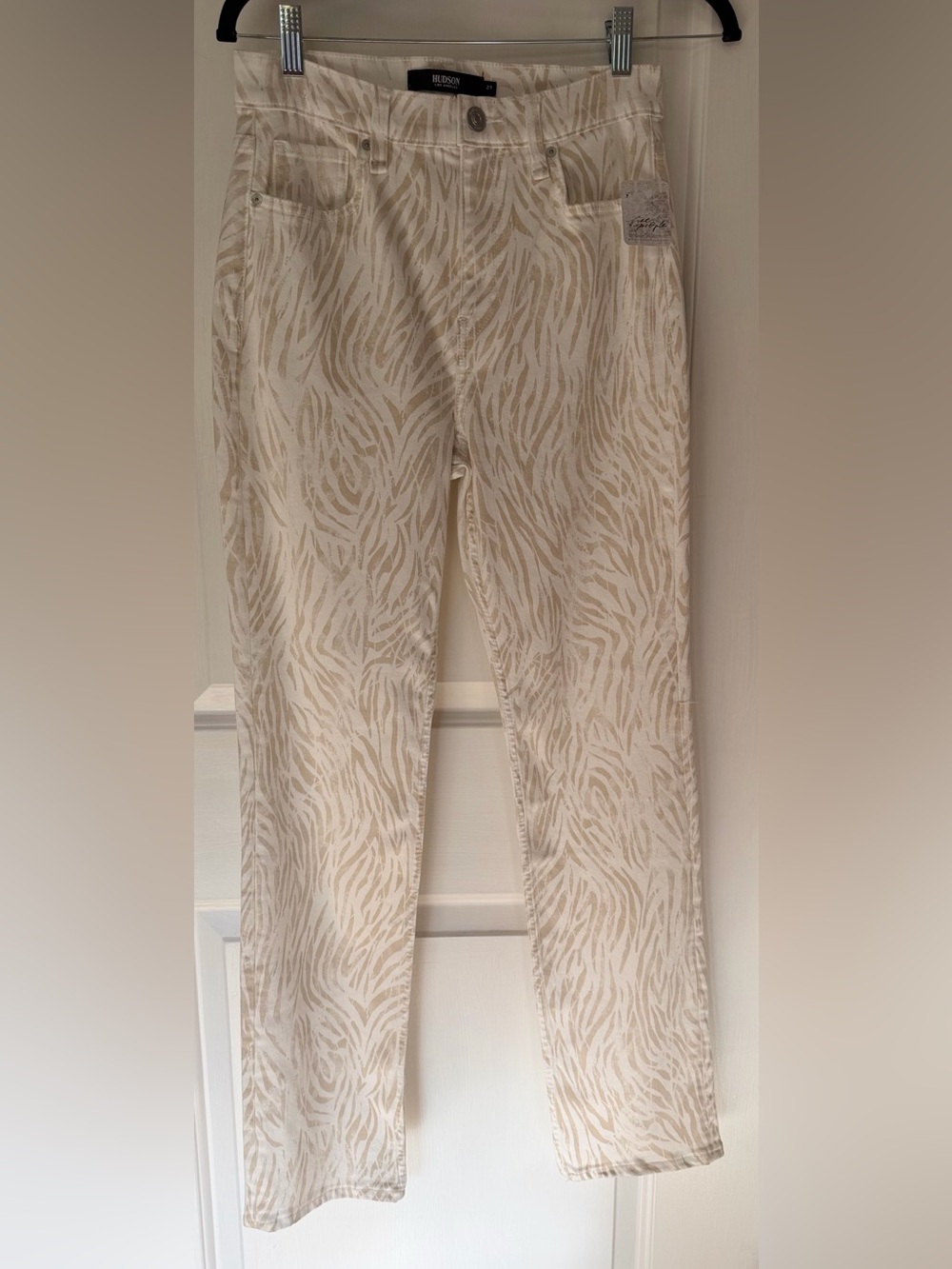 NWT Hudson Jeans Women's Skinny Zebra-Print in Cream and Tan